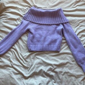 No Boundaries Purple Off-Shoulder Sweater
